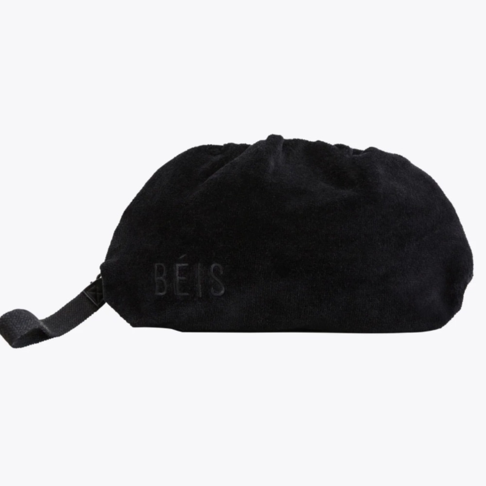Beis Black Terry Cosmetic Clutch